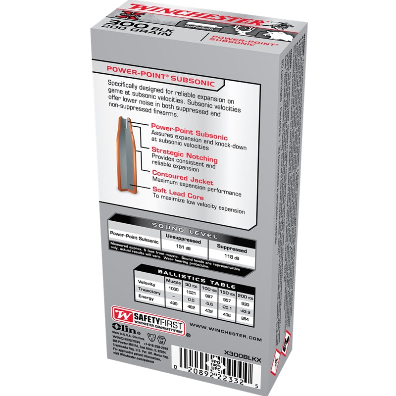 Winchester 300 BLKOUT 200 GR FMJ 60RD Ammo